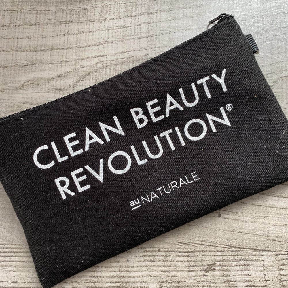 NEW LOT OF 2 BLACK CANVAS COSMETIC BAG TRAVEL SIZE MINI "CLEAN BEAUTY REVOLUTION